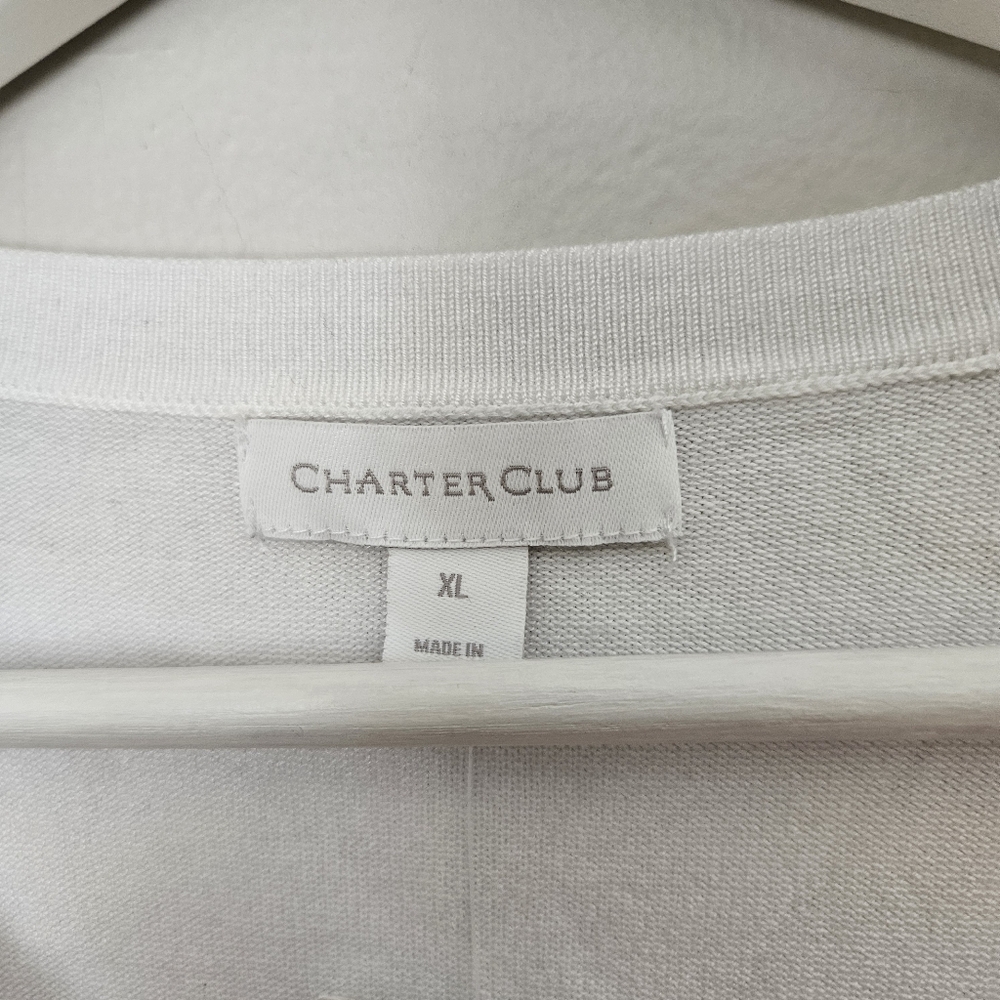 NWT Charter Club Bright White Button-Up Cardigan Sweater Long Sleeve XL - Picture 5 of 8